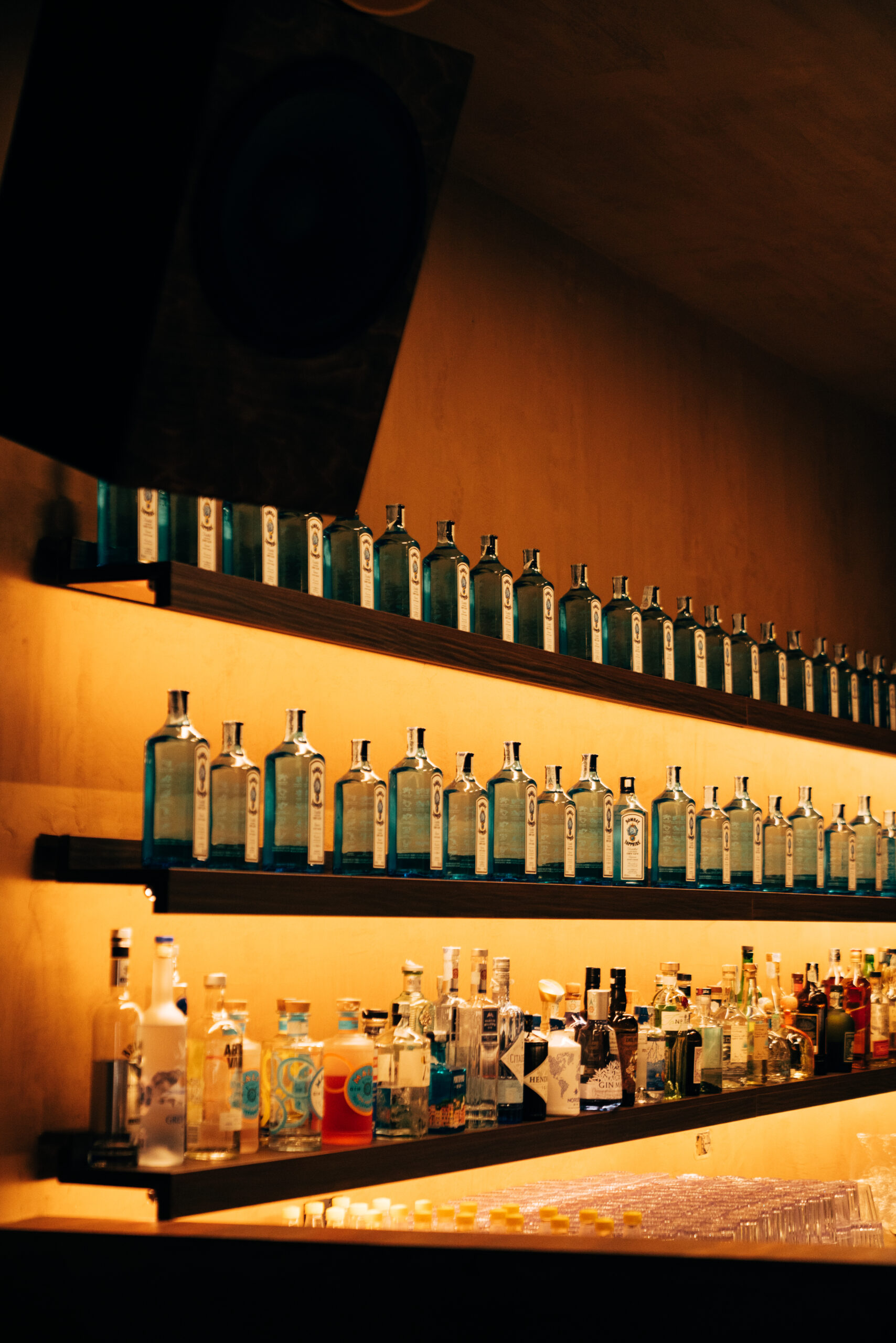 Diffusore e mensole del bar